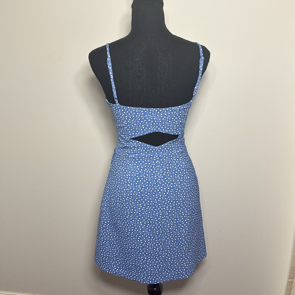 French Connection Elao Whisper Blue Floral Mini Dress Size 4 A-Line Wrap Skirt - Picture 8 of 8